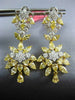 ESTATE LARGE 9.1CT WHITE & FANCY YELLOW DIAMOND 18K GOLD FLOWER HANGING EARRINGS