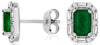 1.37CT DIAMOND & AAA EMERALD 14KT WHITE GOLD EMERALD CUT & ROUND STUD EARRINGS