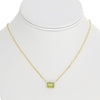 2.01CT AAA GREEN SAPPHIRE 18KT YELLOW GOLD EMERALD CUT SOLITAIRE LOVE NECKLACE