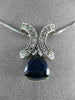 ANTIQUE 2.36CT DIAMOND & AAA SAPPHIRE 18K WHITE GOLD 3D TRILLION PENDANT #10391