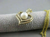 ESTATE DIAMOND & AAA PEARL 14KT YELLOW GOLD 3D OPEN HEART SOLITAIRE PENDANT 1085