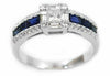 ESTATE 1.55CT DIAMOND & AAA SAPPHIRE 18K WHITE GOLD ROUND & BAGUETTE SQUARE RING