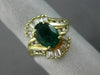 ESTATE 1.47CT DIAMOND & AAA EMERALD 14K YELLOW GOLD 3D OVAL SWIRL BALLERINA RING