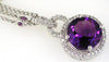 ESTATE 3.70CT DIAMOND & AAA AMETHYST 14K WHITE GOLD ROUND HALO LOVE KNOT PENDANT