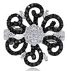 1.07CT WHITE & BLACK DIAMOND 18KT WHITE GOLD MULTI HEART FLOWER FRIENDSHIP RING