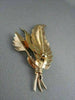 ESTATE LARGE HANDCRAFTED 18KT YELLOW GOLD 3 LEAF FILIGREE PIN BROOCH  #975