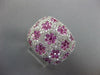 EXTRA LARGE 4.11CT DIAMOND & AAA PINK SAPPHIRE 18KT WHITE GOLD MULTI FLOWER RING