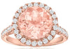 4.56CT DIAMOND & AAA MORGANITE 18KT ROSE GOLD CLASSIC ROUND HALO ENGAGEMENT RING