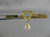 ESTATE BLUE TOPAZ PEARL 14K YELLOW GOLD FILIGREE HANGING STICK PIN BROOCH #20855