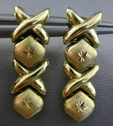 ESTATE 14KT YELLOW GOLD CRISS CROSS DIAMOND CUT HANGING X O LOVE EARRINGS #25198