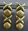 ESTATE 14KT YELLOW GOLD CRISS CROSS DIAMOND CUT HANGING X O LOVE EARRINGS #25198