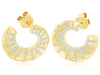 1.06CT DIAMOND 14KT YELLOW GOLD ROUND ETOILE MULTI ROW CIRCULAR HANGING EARRINGS