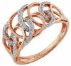 ESTATE WIDE .22CT ROUND DIAMOND 14KT ROSE GOLD CLASSIC LOVE KNOT SWIRL FUN RING