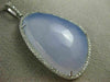 ESTATE LARGE .30CT DIAMOND & AAA BLUE CHALCEDONY 14KT WHITE GOLD 3D LOVE PENDANT