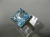 ESTATE LARGE 5.27CT AAA BLUE TOPAZ 14KT WHITE GOLD SQUARE HALO FILIGREE FUN RING