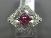 ESTATE WIDE .51CT DIAMOND & AAA RUBY 14KT WHITE GOLD OPEN ROUND HEXAGON FUN RING
