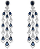 LARGE 13.52CT DIAMOND & AAA SAPPHIRE 18KT WHITE GOLD PEAR SHAPE HANGING EARRINGS