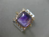 LARGE 4.63CT DIAMOND & AAA CUSHION CUT CABOCHON AMETHYST 14K ROSE GOLD HALO RING