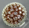 ESTATE WIDE .99CT WHITE & PINK DIAMOND 18KT WHITE & ROSE GOLD CIRCULAR FUN RING
