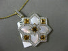 ESTATE LARGE 1.50CT DIAMOND & CITRINE 14K TWO TONE GOLD SQUARE SNOWFLAKE PENDANT