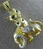 ESTATE .20CT DIAMOND & AAA SAPPHIRE 14KT YELLOW GOLD MOTHER & BABY KITTY PENDANT