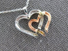 ESTATE .06CT DIAMOND 14KT WHITE & ROSE GOLD DOUBLE HEART LOVE FLOATING PENDANT