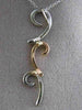 ESTATE .15CT DIAMOND 14KT WHITE & ROSE GOLD 3D FLORAL LEAF HANGING PENDANT CHAIN