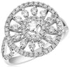 ESTATE 1.07CT DIAMOND 18KT WHITE GOLD 3D FLOWER OPEN FILIGREE SUN BURST FUN RING