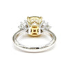 2.85CT DIAMOND & AAA EMERALD 18KT TWO TONE GOLD CUSHION 3 STONE ENGAGEMENT RING