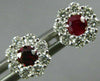 ESTATE .63CT DIAMOND & AAA RUBY 18KT WHITE GOLD 3D FLOWER CLUSTER STUD EARRINGS