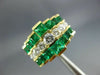 LARGE 3.32CT DIAMOND & AAA EMERALD 14KT WHITE GOLD ROUND & PRINCESS PYRAMID RING