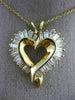 ESTATE 1.80CT BAGUETTE CUT DIAMOND 14KT YELLOW GOLD 3D OPEN HEART PENDANT #12019