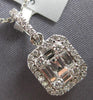 ESTATE .49CT DIAMOND 18K WHITE GOLD ROUND & BAGUETTE CLUSTER SQUARE HALO PENDANT