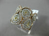 ESTATE MASSIVE 2.36CT DIAMOND 18K TRI COLOR GOLD 3D MULTI ROW SEMI ETERNITY RING