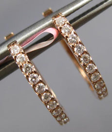 ESTATE .26CT DIAMOND 14K YELLOW GOLD 3D CLASSIC 2mm OVAL HUGGIE HANGING EARRINGS