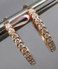 ESTATE .26CT DIAMOND 14K YELLOW GOLD 3D CLASSIC 2mm OVAL HUGGIE HANGING EARRINGS