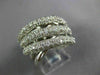 ESTATE LARGE 2.09CT DIAMOND 14K WHITE GOLD MULTI ROW CRISS CROSS FUN RING #18560
