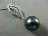 ESTATE .18CT DIAMOND 14KT WHITE GOLD 3D AAA TAHITIAN PEARL LEAF FLOATING PENDANT