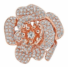 ESTATE LARGE 1.24CT DIAMOND 18KT WHITE & ROSE GOLD MULTI PETAL ROSE FLOWER RING