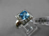 ESTATE 1.55CT DIAMOND & AAA BLUE TOPAZ 14KT WHITE GOLD CLASSIC SQUARE HALO RING