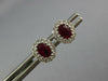 1CT DIAMOND & AAA RUBY 18KT WHITE GOLD OVAL & ROUND FLOWER CLASSIC STUD EARRINGS