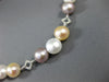 ESTATE .69CT DIAMOND & AAA MULTI COLOR PEARL 14KT WHITE GOLD ETERNITY NECKLACE