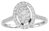 WIDE .5CT DIAMOND 14KT WHITE GOLD 3D ROUND OVAL CLUSTER SEMI ETERNITY HALO RING