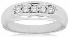 ESTATE .30CT DIAMOND 14KT WHITE GOLD 3D 5 STONE CHANNEL WEDDING ANNIVERSARY RING