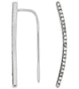 ESTATE .19CT DIAMOND 14KT WHITE GOLD 3D CLASSIC SEMI CURVE BAR HANGING EARRINGS