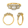 .58CT DIAMOND 14KT YELLOW GOLD ROUND & BAGUETTE SQUARE PAST PRESENT FUTURE RING