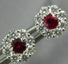 ESTATE .63CT DIAMOND & AAA RUBY 18KT WHITE GOLD 3D CLUSTER FLOWER STUD EARRINGS