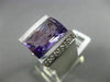 ESTATE EXTRA LARGE 9.22CT DIAMOND & AMETHYST & BLUE TOPAZ 14K WHITE GOLD 3D RING