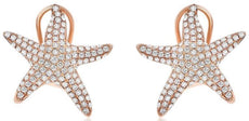 ESTATE LARGE 1.13CT DIAMOND 14KT ROSE GOLD 3D STARFISH CLIP ON EARRINGS