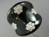 ESTATE LARGE .55CT DIAMOND & AAA BLACK ENAMEL 14KT WHITE GOLD MULTI FLOWER RING